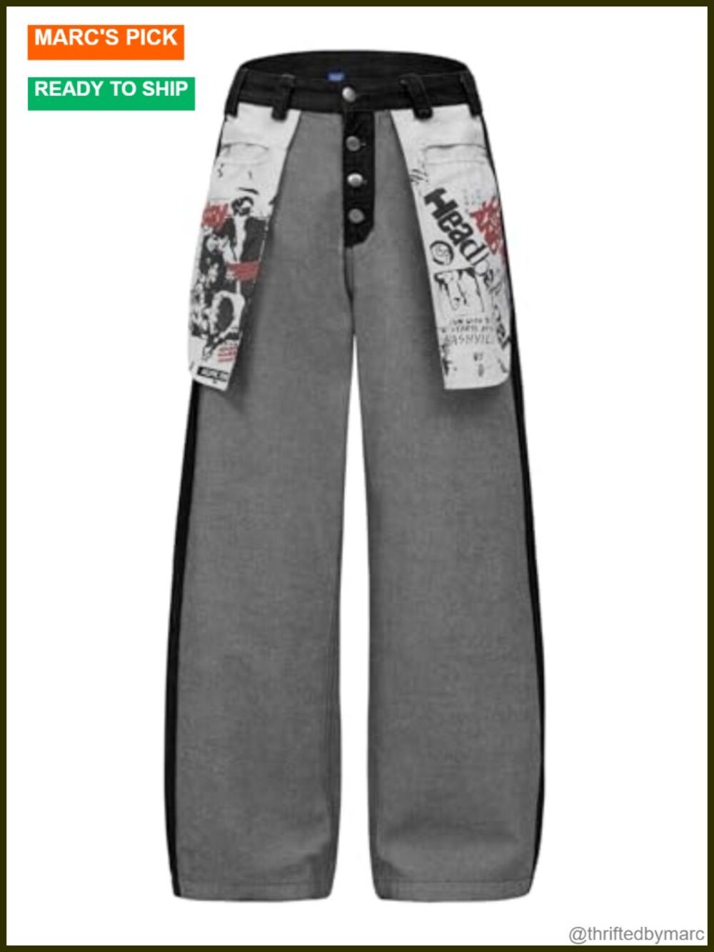 Vintage Graffiti Wide Leg Jeans Baggy Barrel Denim Unisex